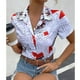 thumbnail image 5 of Camisa informal de temperamento con estampado floral de manga corta elegante y cómoda con cuello en V para mujer OAVQHLG3B Store lin121212, 5 of 5
