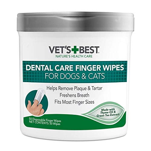 Vet's Best Dental Care Finger Wipes Reduces Plaque & Freshens Breath