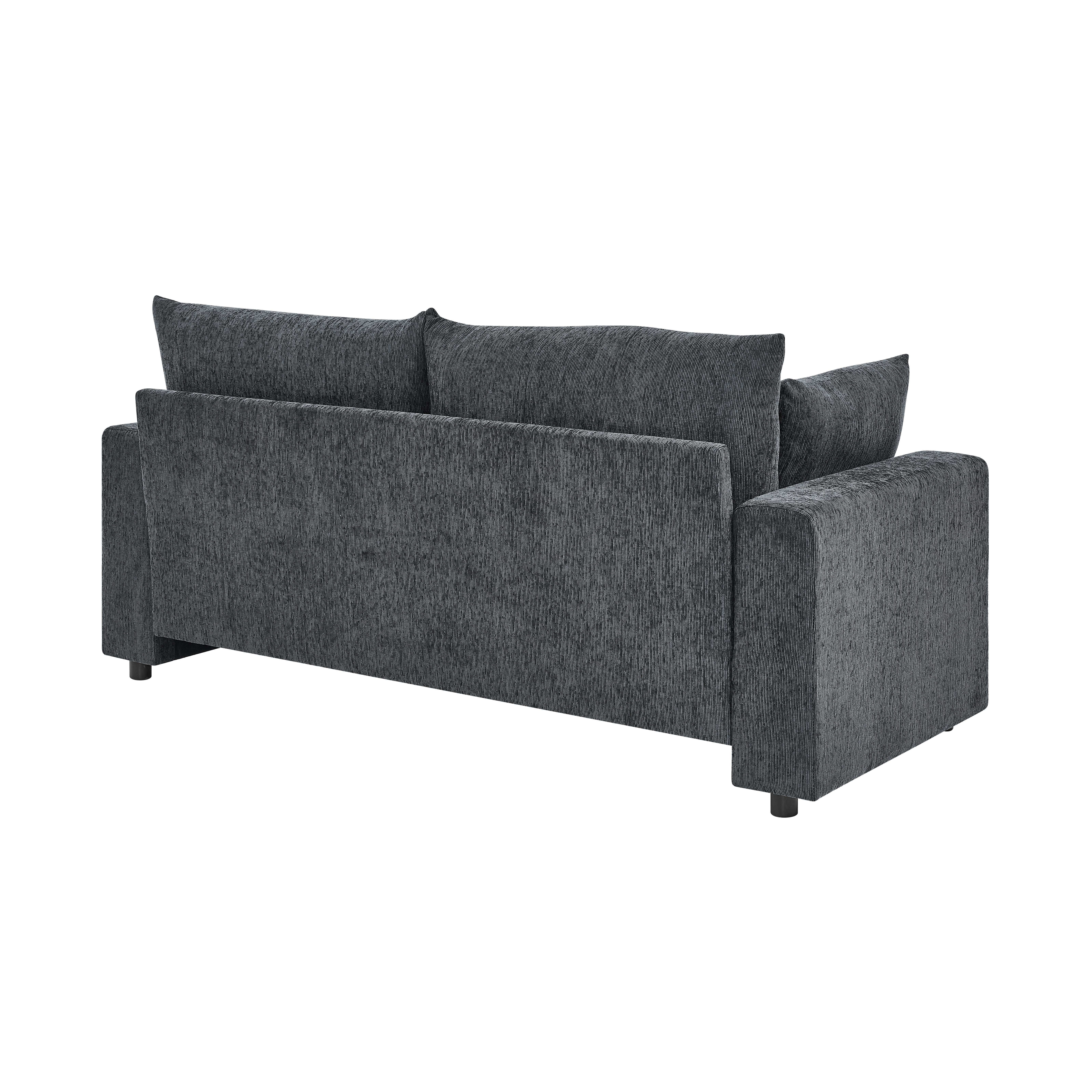 AENKYO 78" Modern Upholstered Sectional Sofa, Loveseat Couch with Deep Cushions and Pillows for Living Room，Black