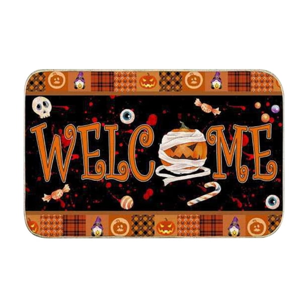 Fiudx Ofertas relámpago del día Felpudo de Halloween con forma de calabaza que absorbe el agua y la suciedad, felpudo decorativo aterrador