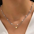 thumbnail image 1 of 2024 2pcs Romantic Heart Pendants Necklace For Women Gold Silver Color Multilayered Oval Beads Chain Necklace Minimalism Female Jewelry--5-Product co 5, 1 of 5