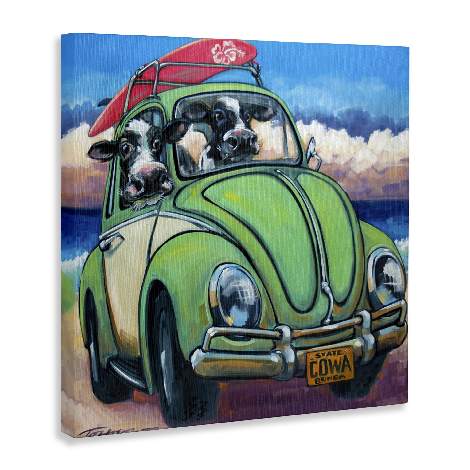 Stupell Industries Cowabunga Surfer Cows Canvas Wall Art, design by CR Townsend