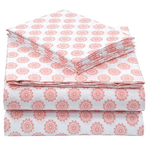 Pieridae Cotton Rich 4 Pc Sheet Set - Full, Coral Global Dots 