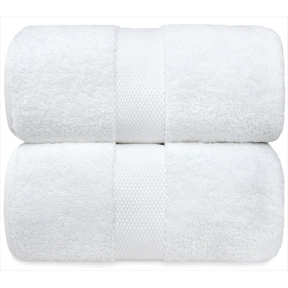 White Classic Luxury White Bath Towels - Large 30x56 Inch, 100% Cotton American Linen Big White Towels, 2-Pack Bathroom Sheets | Set of 2, White