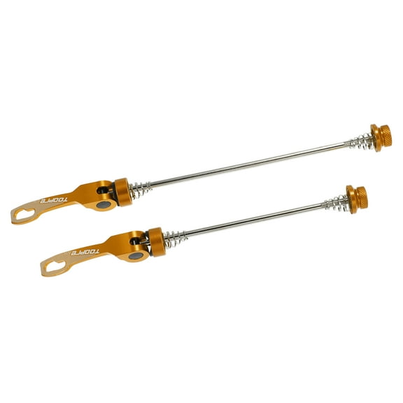 Unique Bargains 1 Pair Front Rear Bicycle Quick Release Axles Skewers Lever Aluminum Alloy 145mm 185mm Gold Tone for MTB