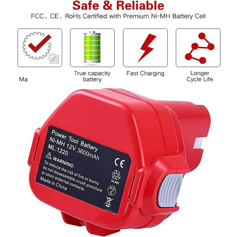 12 Volt replacement for Makita 12V Battery 1200 1220 1201 PA12 1222 1233S  1235