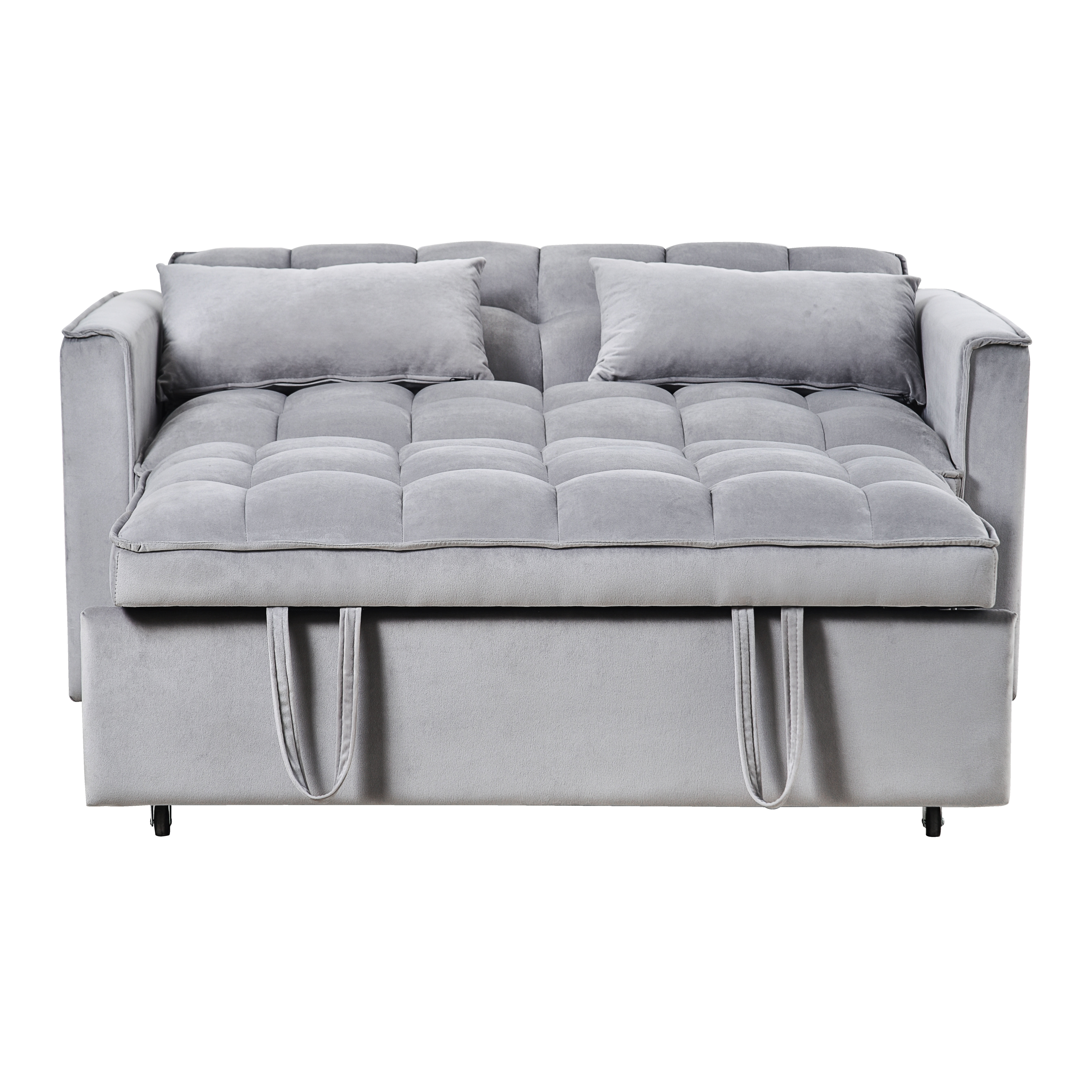 MAYEERTY 3-in-1 Velvet Convertible Sleeper Sofa Bed with Adjustable Backrest Pull-Out Couch for Living Room Apartment Small Space