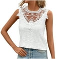 thumbnail image 4 of ITSAME Women's Tank Tops, Elegant Dressy Hollow Out Lace Round Neck Summer 2025 Sleeveless Blouse White M, 4 of 7