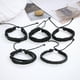thumbnail image 3 of Pulsera de cuero de 5 piezas, pulsera de moda retro, pulsera ajustable para hombre (negro), 3 of 5