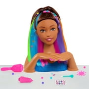 Just Play Barbie Rainbow Sparkle Deluxe 27 Piece Styling Head with Color Change, Brown Hair, Pretend Play, Preschool Ages 3 up