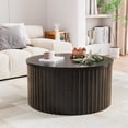 thumbnail image 5 of Fluted Lift Top Coffee Table with Storage, 31.5'' Farmhouse Round Coffee Tables for Living Room, Modern Wood Center Tables with Hidden Compartment for Home, Office (Black), 5 of 8
