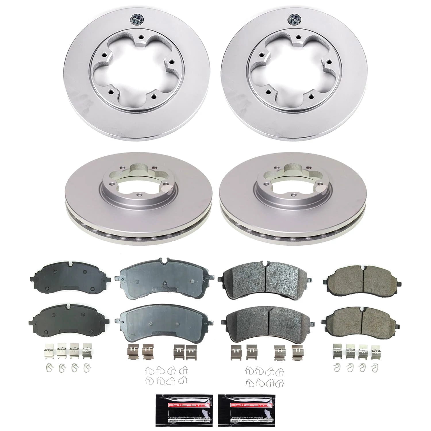 PowerStop Front and Rear Geomet Coated Brake Rotor and Pad Kit Fits: FORD Select Models CRK9056