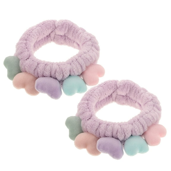 Raindrops 2Pcs Violet Shower Facial Headdresses Hair Bands Soft Durable Spa Head Wraps