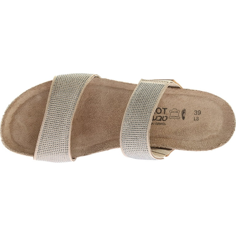 Women s Naot Bianca Slide Sandal Beige with Silver Rivets Mirror Leather 37 M Walmart