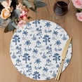 thumbnail image 3 of Blue Tropical Plant Round 13 Inch Placemats Set of 6, Summer Palm Trees Coastal Nautical HeatResistant Non Slip Place Mats for Dining Table, Wipeable Braided Kitchen Table Mats for Housewarming, 3 of 9