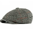thumbnail image 4 of SikaFu Autumn Winter Wool Hat Flat Cap Retro Plaid Men Women Octagonal Newsboy Cap Plaid Artist Painter Hat Men Women Beret Cap, 4 of 6