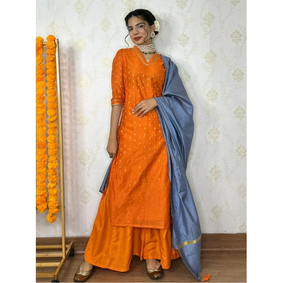 Party Wear Suits | Wedding Wear 3 Piece Sharara Suit | Kurta With Sharara and Dupatta Set | 3 Piece Set | Indian Pakistani Festive Dresses