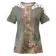 thumbnail image 4 of Fiudx Liquidación de Ahorros de Verano Camiseta Estampada a La Moda para Mujer, Blusa de Manga Corta con Encaje, Tops Informales con Cuello Redondo, 4 of 4