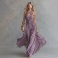 thumbnail image 5 of Womens Halter Sleeveless Casual Long Dress, Summer Pleated Waist Maxi Sundress, Elegant Flowy Swing Beach Dress for Party, 5 of 6
