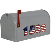 VWAQ Patriotic American Flag Personalized Mailbox Address Decal Set
