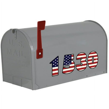 VWAQ Patriotic American Flag Personalized Mailbox Address Decal Set