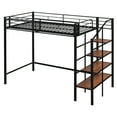 thumbnail image 6 of Harper & Bright Designs Twin Size Metal Loft Bed with Upper Grid Storage Shelf, Heavy Duty Metal Bed Frame with Storage Staircase for Bedroom Apartment, Black, 6 of 18