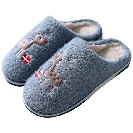 

Gubotare Men s Slippers Warm Knit House Slippers for Men Comfy Fleece Lined Winter Slippers with Memory Foam and Indoor Outdoor Soles Blue 9.5