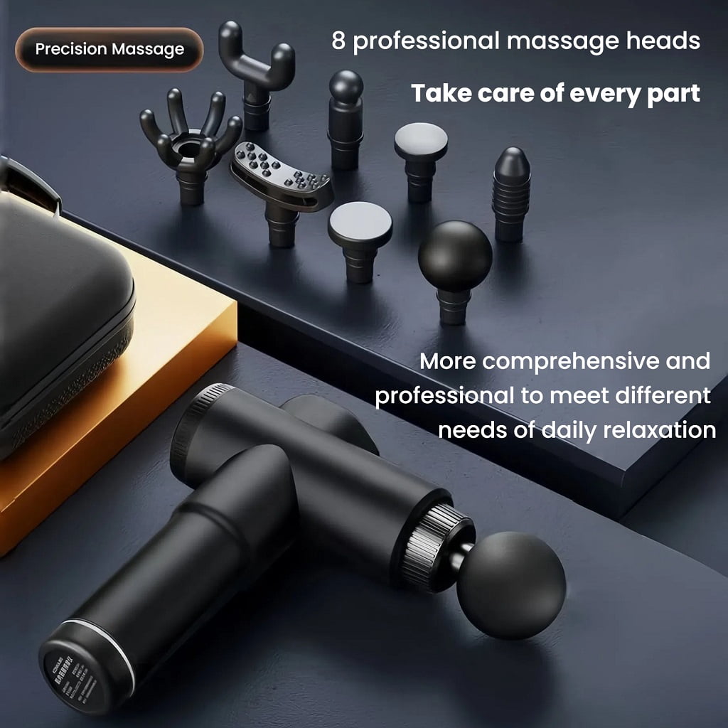 High Power Portable Massage Gun for Muscle Relaxation 8 Interchangeable Heads 99 Speed Settings Body Massager with Storage Bag