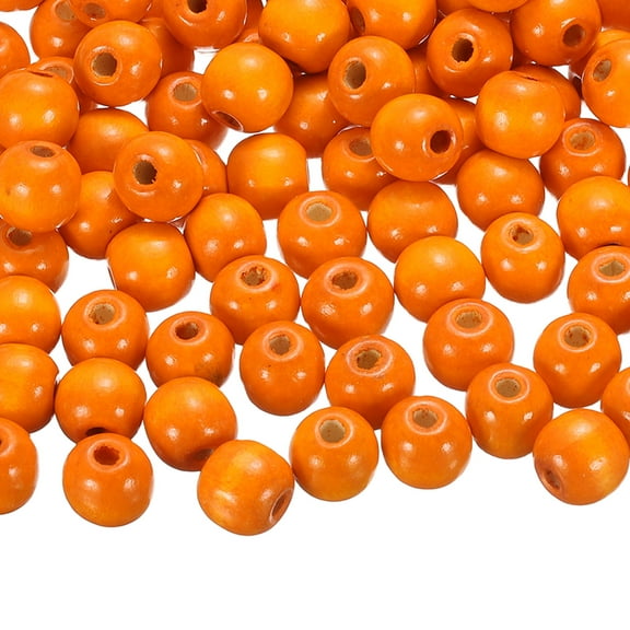 Uxcell 200 Pack Large Hole Wooden Beads, 15 x 16mm Unfinished Natural Round Wood Spacer Beads Hair Braid Barrel Bead for DIY Crafts Hair Macrame Jewelry Making, Orange