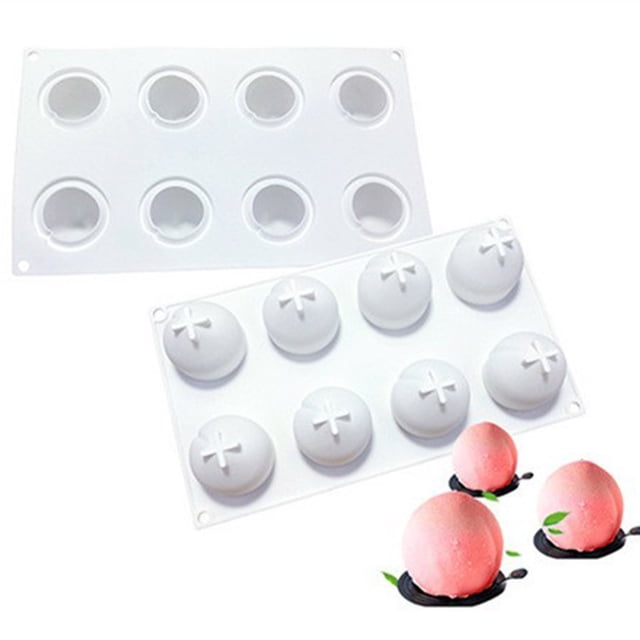 Kingtowag (Grade Easy Release for Peach), Orange Cake Silicone Mold, 8 Cavities Non-Stick for Baking Peach Desserts, Easy Release Diy Tool for Jelly, Soap, and French Desserts, Oven Safe