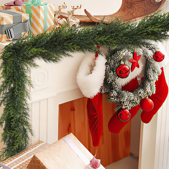 Xihbxyly Guirnalda Navideña de Hojas Verdes Artificiales de 1,8 M, Diseño Flexible con Cable, Decoración para Interiores y Exteriores, Ideal para Fiestas y Otoño, Puerta de Entrada, Chimenea y Bodas
