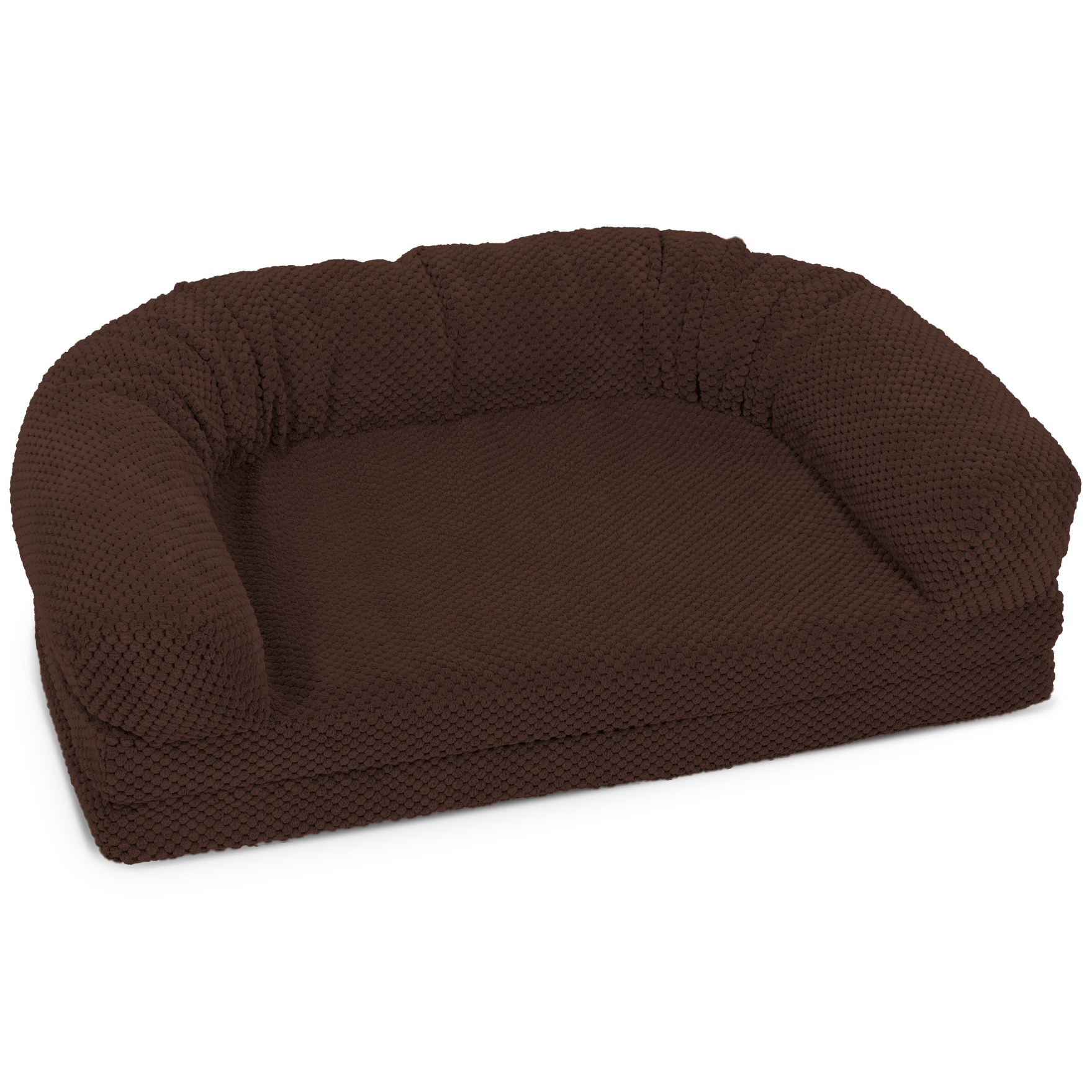 Precious Tails Chenille Round Sofa Fold Out Orthopedic Pet Dog Bed