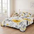 thumbnail image 2 of 3 Pieces King Quilt Set,Spring Watercolor Yellow Gray Flowers Leaves Soft Bedding Sets with 1 Quilt & 2 Pillow Shams,Abstract Plants Summer Bedspread Lightweight Coverlet Comforter for All Season, 2 of 7