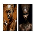 thumbnail image 2 of Designart "Exquisite Portrait African Beauty III" African American Woman Framed Wall Art Set Of 2 - Glam Orange Gallery Wall Frame Set For Home Decor, 2 of 6