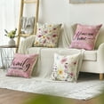 thumbnail image 2 of Sm:)e Sweet Home Family Birds Floral Pillow Cover Set of 4 18x18 Inch, Pink, 2 of 6