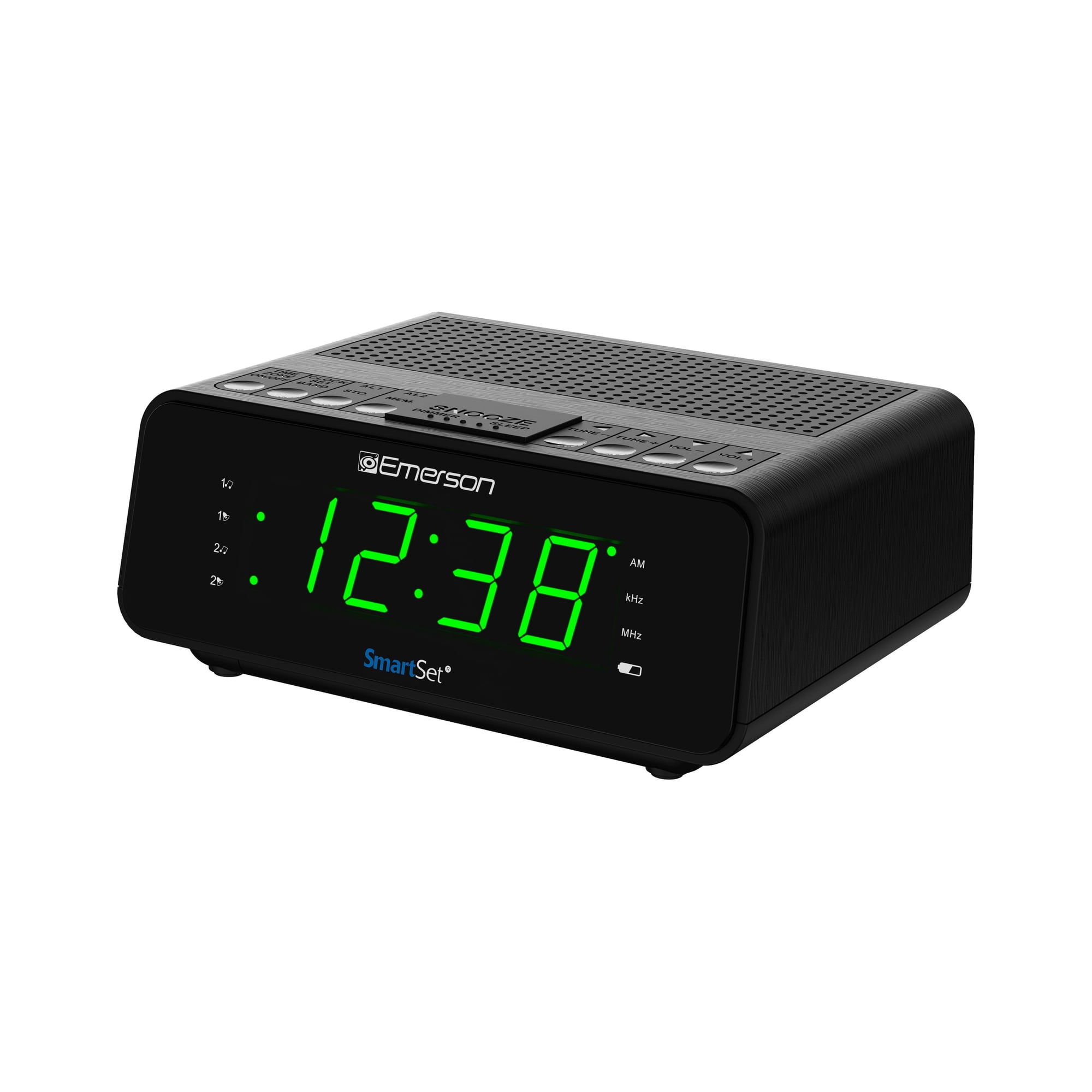 Emerson SmartSet AM/FM Dual Alarm Clock Radio, 0.9 Jade Green LED Display, CKS1900