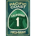 thumbnail image 2 of Highway 1, California, Pacific Coast Highway Sign, Lantern Press Artwork, 2 of 2