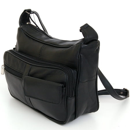 Women&#39;s Leather Organizer Purse Shoulder Bag Multiple Pockets Cross Body Handbag - 0
