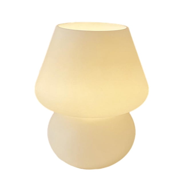 TISHITA Veilleuse en Verre LED Lampe de Chevet Champignon Lampe d'Éclairage de Table Rechargeable USB Givrée