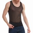 thumbnail image 3 of CENL Men Mesh See-Through Shine Tank Vest Fitness Shirt Undershirt Muscle Crop Top, 3 of 9