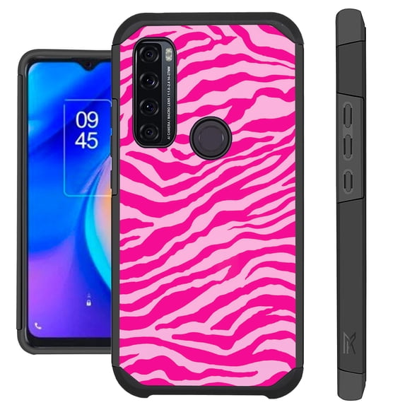 Compatible with TCL 20XE Hybrid Fusion Guard Phone Case Cover (Light Pink Zebra Skin)