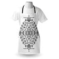 thumbnail image 3 of Mexican Apron Ancient Maya with Prehistoric Geometric Form Triangles Lines and Squares Print, Unisex Kitchen Bib Apron with Adjustable Neck for Cooking Baking Gardening, Black White, by Ambesonne, 3 of 3