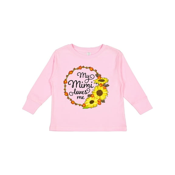 Inktastic My Mimi Loves Me with Sunflower Wreath Boys or Girls Long Sleeve Toddler T-Shirt