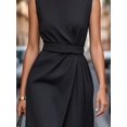 thumbnail image 5 of Women's Round Neck Sleeveless Midi Sheath Dress with Zip Up Closure Ideal For Office Or Party Polyester% Spandex fabric, 5 of 18