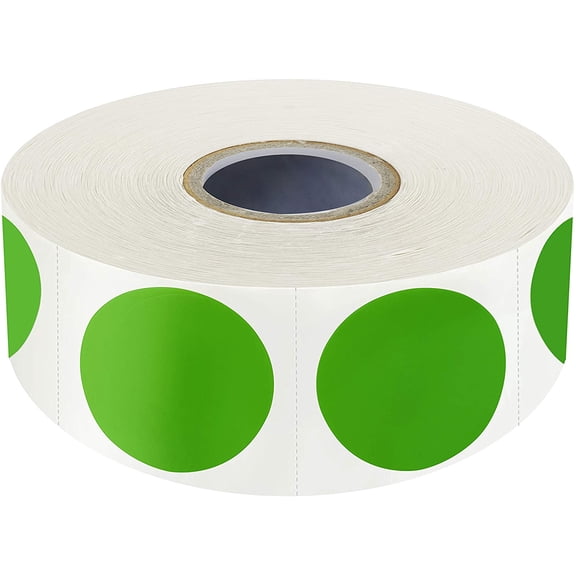 1500 PCS Green Round Color Coding Circle Dots Inventory Stickers Labels with Perforation Line in Roll (Each Measures 1" in Diameter)