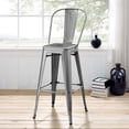 thumbnail image 4 of Industrial Country Cottage Farm Beach House Bar Pub and Dining Kitchen Bar Side Stool Chair, Metal Steel, Silver, 4 of 5