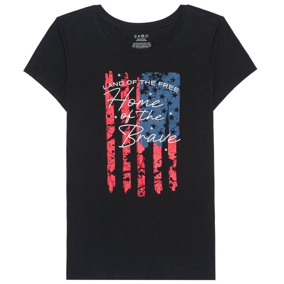 HYBRID APPAREL - American Flag Home Of The Brave - Women's Short Sleeve Graphic T-Shirt