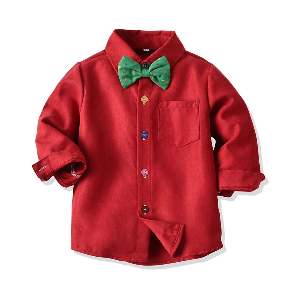 IBTOM CASTLE Toddler Baby Boys Baptism Christening Outift Gentleman Bowtie Shirt + Long Suspender Pants Wedding Birthday Formal Tuxedo Overalls Clothes