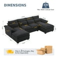 thumbnail image 3 of Capri 110" Cloud Couch, U Shaped Teddy Fleece Sofa Set, Modular Sleeper Sectional Sofa with Double Chaise for Living Room, Black, 3 of 12