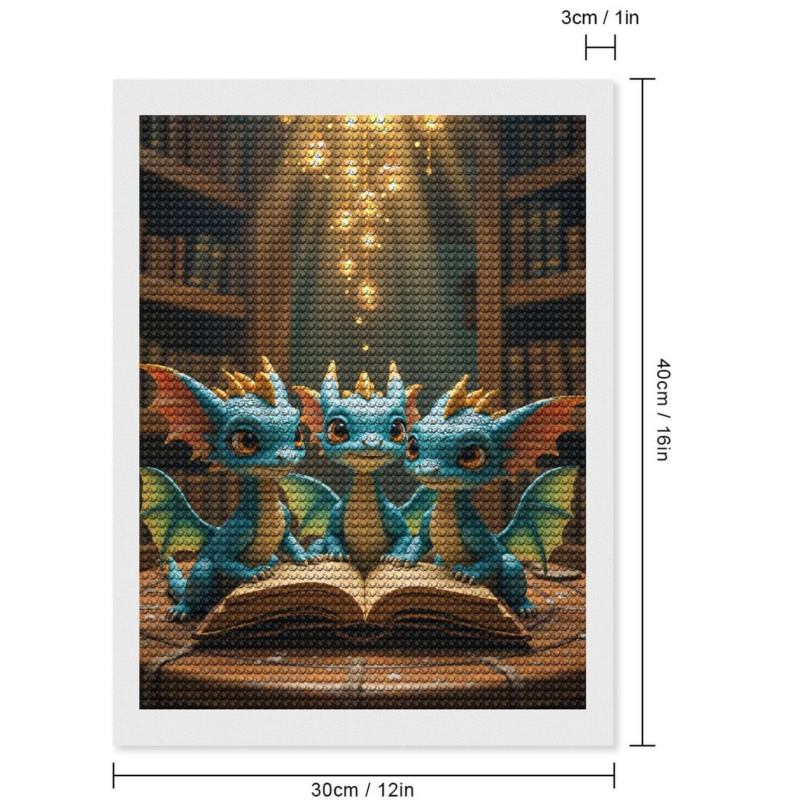Diamond Art Kits for Adults, Cute Blue Dragons Reading Together 5D Diamond Painting Kits for Adults Beginners, DIY Full Drill Diamond Painting, Gem Art and Crafts 12x16